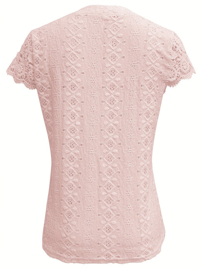 Margaret - Elegant Blouse with Lace Splicing and Notched Neck for Women