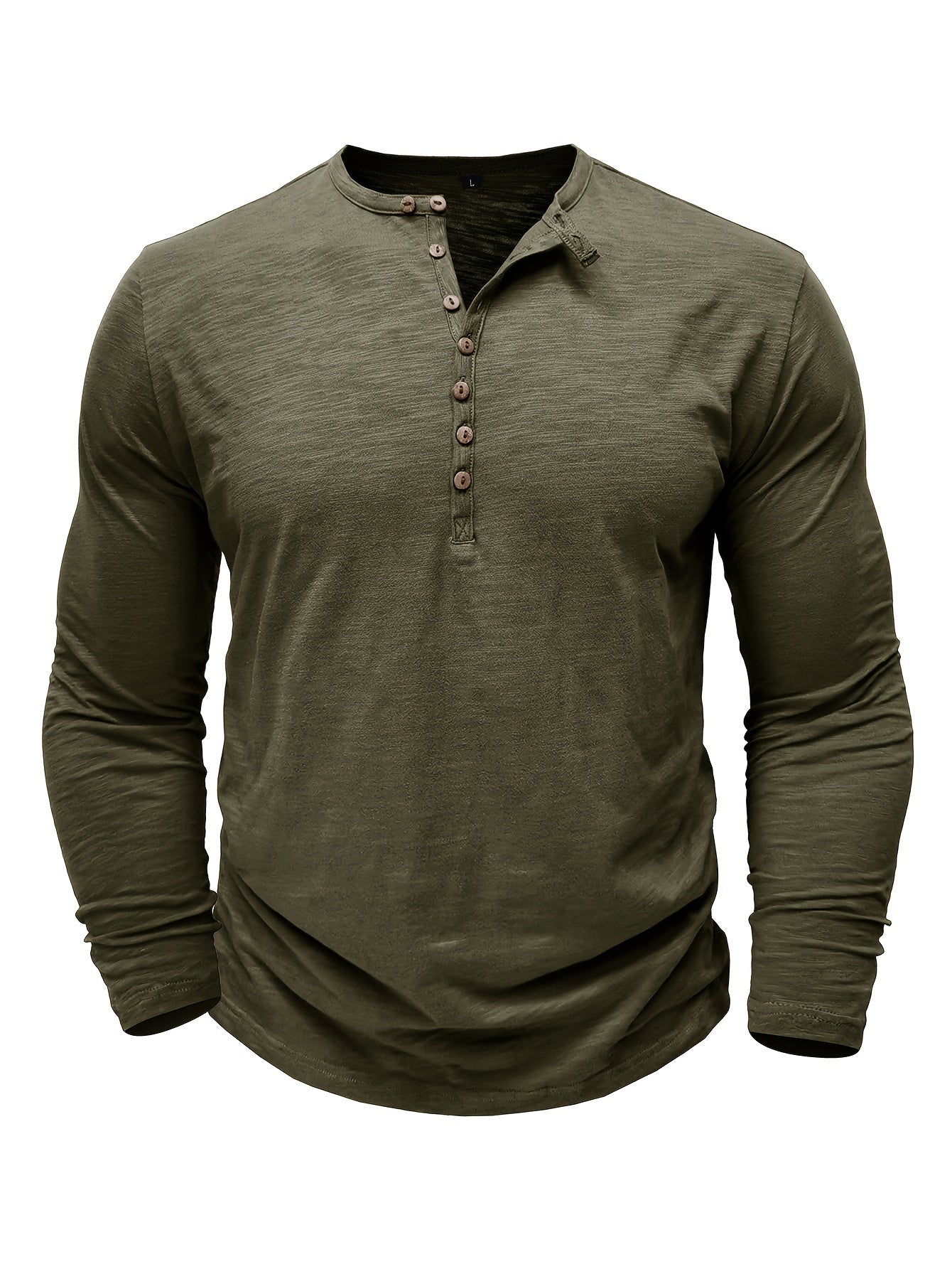 Chris – Men's Cotton Long Sleeve Henley Shirt