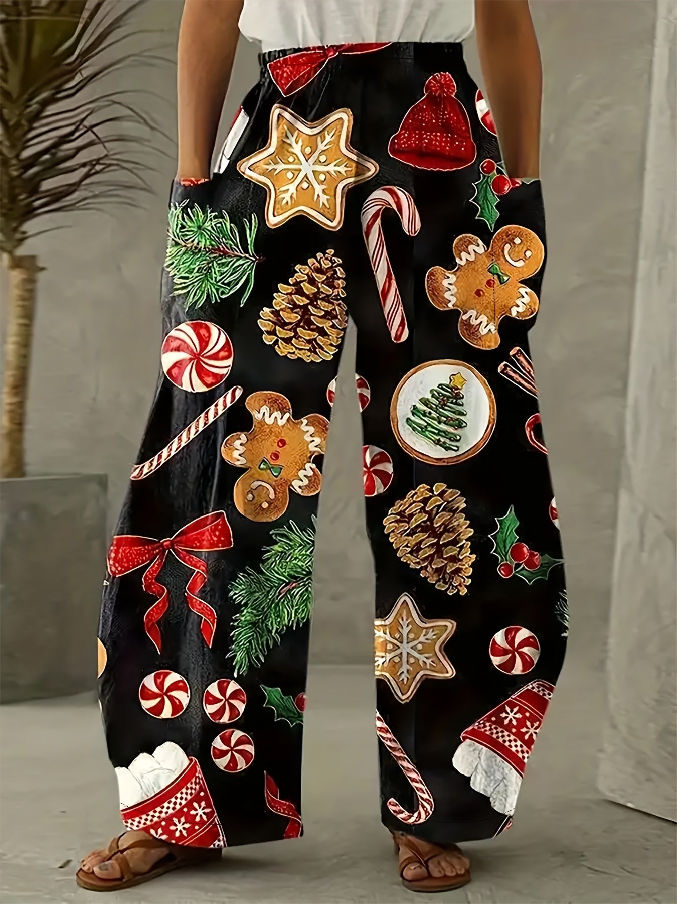 Claire -  Baggy Pants with Christmas Print for Women