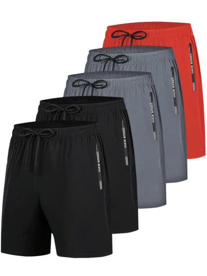 Marvin - 5pcs Set Sports Shorts with Quick Dry and Zippered Pockets for Men