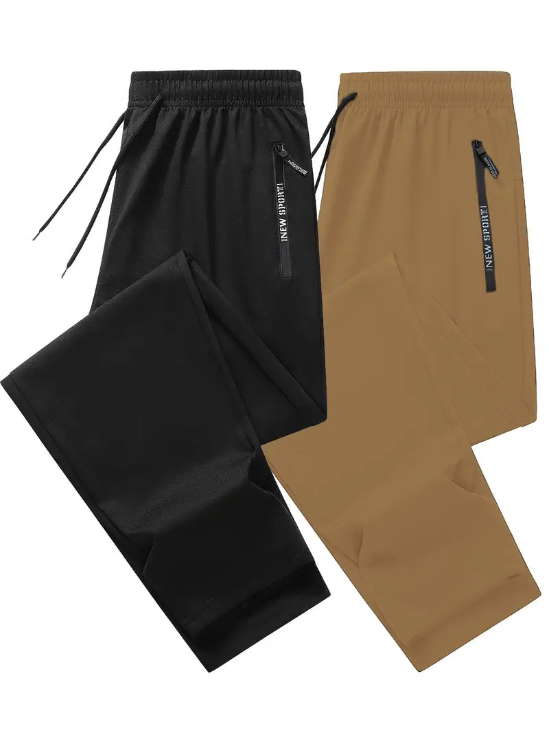 Isaac - 2pcs Set Regular Fit Cuffed Sweatpants with Zippered Pockets and Drawstring for Men