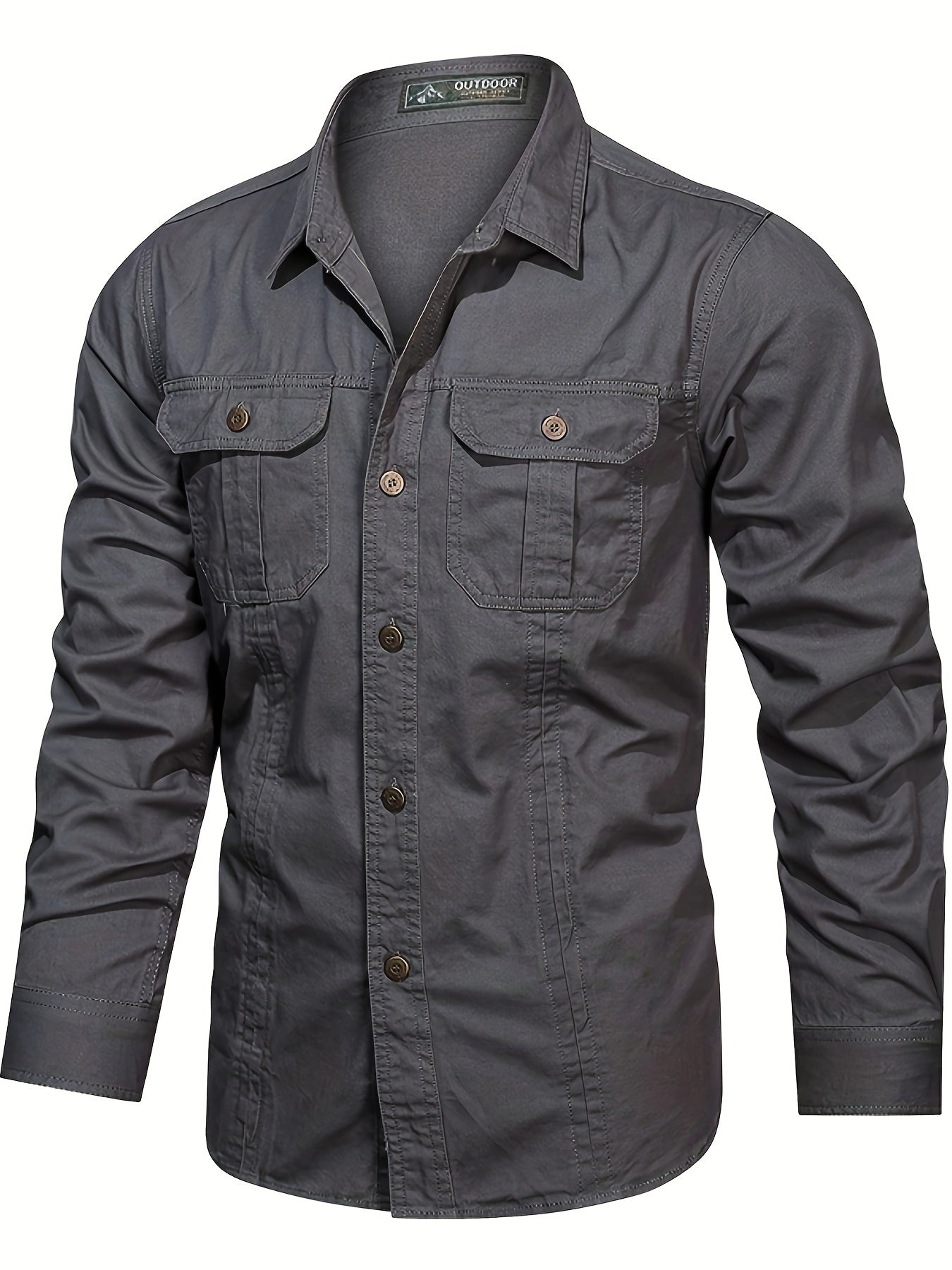 Michael - Long Sleeve Cargo Shirts with Button Up and Chest Pockets for Men