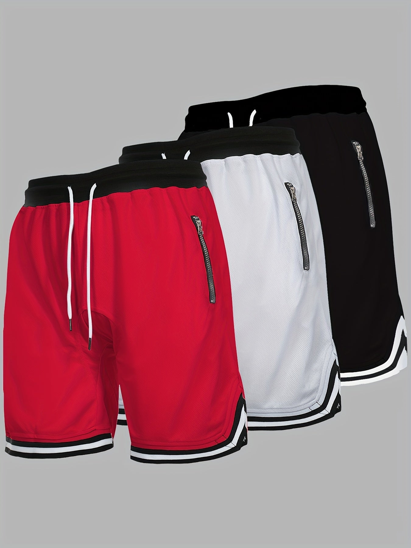 Elbert - 3pcs Basketball Shorts with Drawstring and Zip Pockets for Men