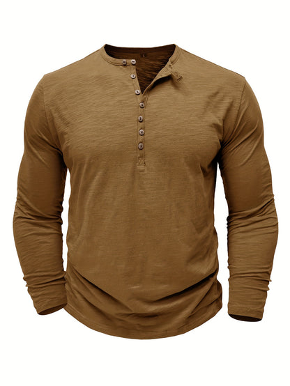 Chris – Men's Cotton Long Sleeve Henley Shirt