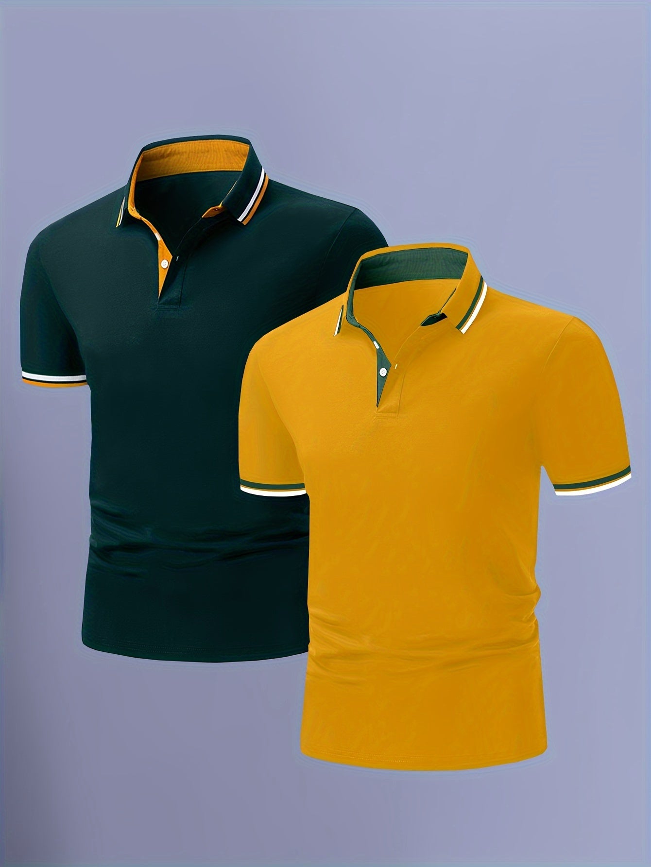 James - 2pcs Polo Shirts with Contrast Collar for Men