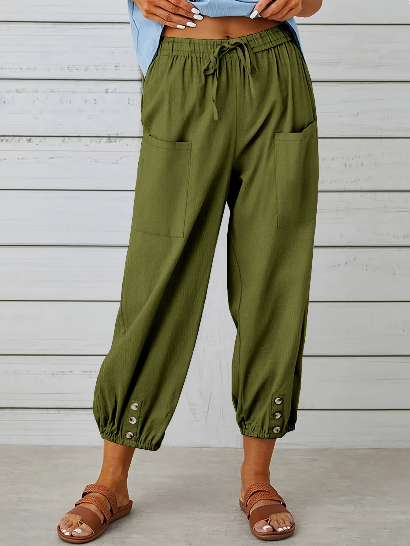 Faith - Wide Leg Capri Pants with Loose fit and Drawstring Waist for Women