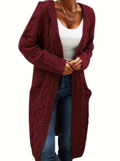 Isabella - Mid Length Knitted Cardigan with Hooded and Open Front for Women