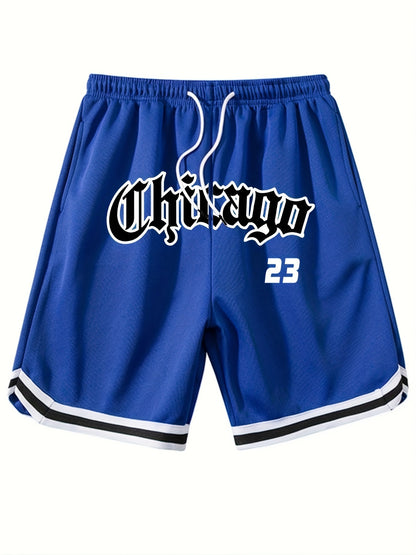 Dylan - Casual Sport Shorts with "Chicago 23" Print and Drawstring for Men