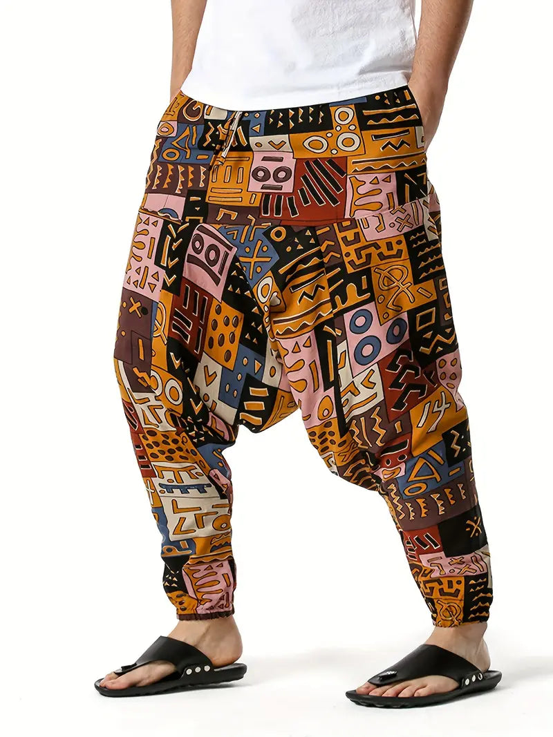 Steven - Stylish Pants with Colorful Pattern Print and Pockets for Men