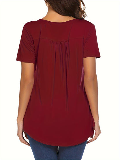 Marie - V Neck Blouse with Button Front for Women