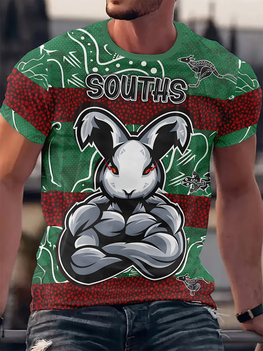 Timothy -  Casual T-Shirt with Souths Rabbit Muscle Print for Men