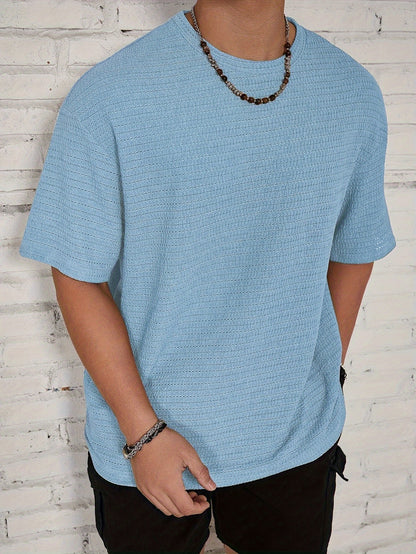 William - Textured T-shirt with Loose Fit and Crew Neck for Men