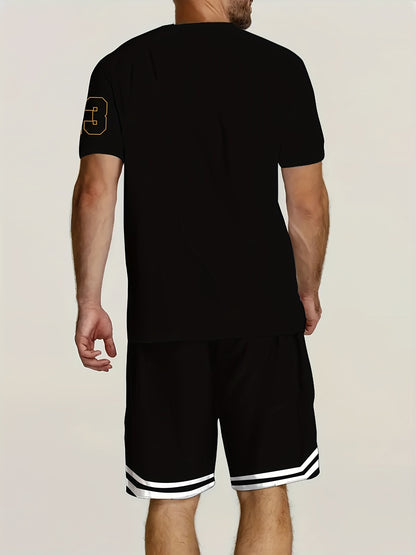 Frederick - Casual Outfit Set with Chicago 23 Graphic Print T-Shirt and Matching Shorts for Men