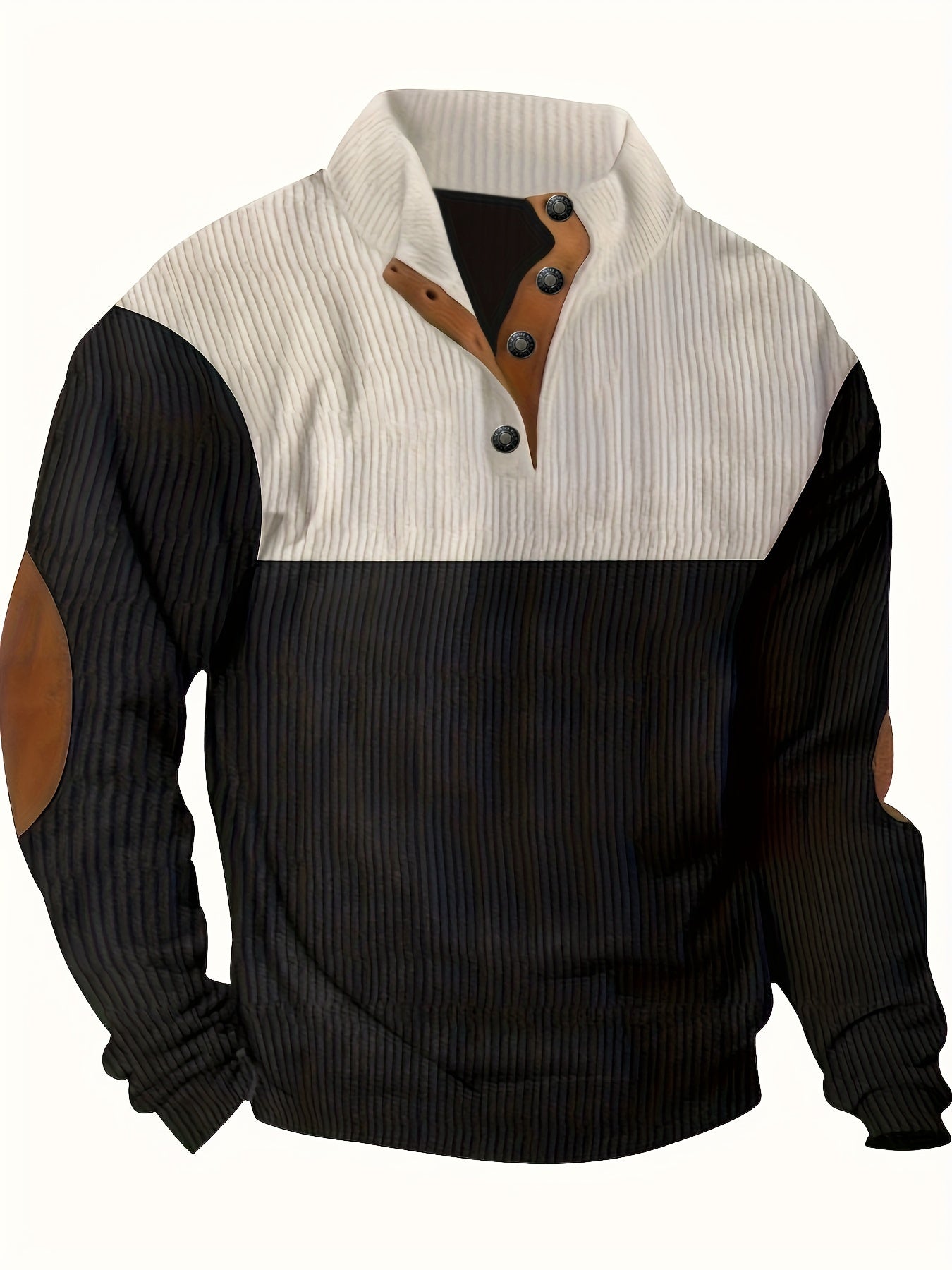 Aaron – Men's Henley Shirt with Contrast Patchwork