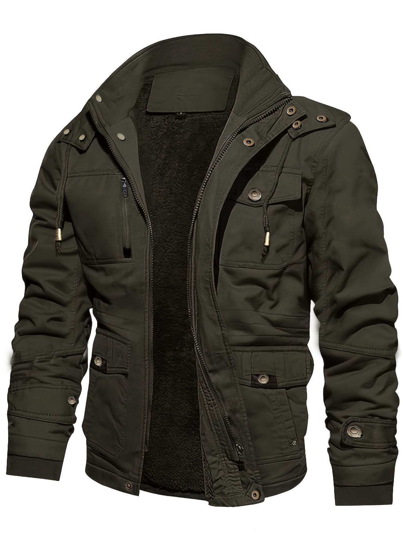 Tom – Men's Warm Fleece-Lined Cargo Jacket with Multi Pockets