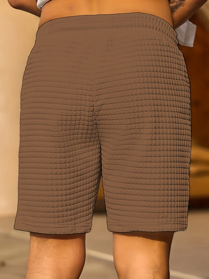 Liam - Waffle Knit Shorts with Drawstring and Pockets for Men