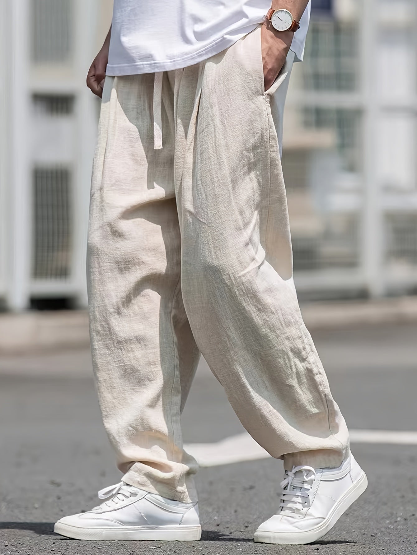 Zachary - Linen Loose Fit Pants with Drawstrings for Men