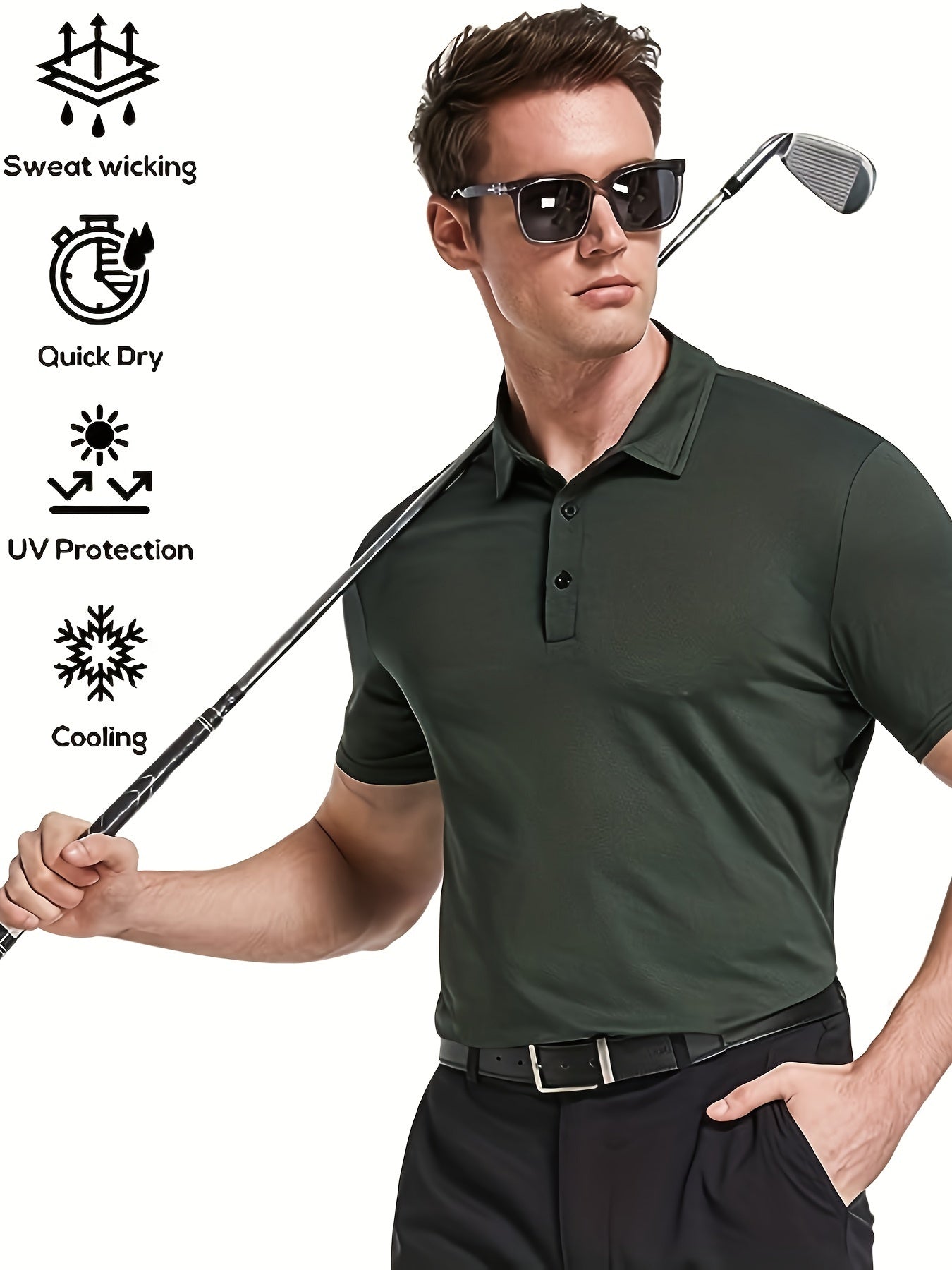 Rod – Men's 5pcs Fashionable Lapel Short Sleeve Golf T-shirt