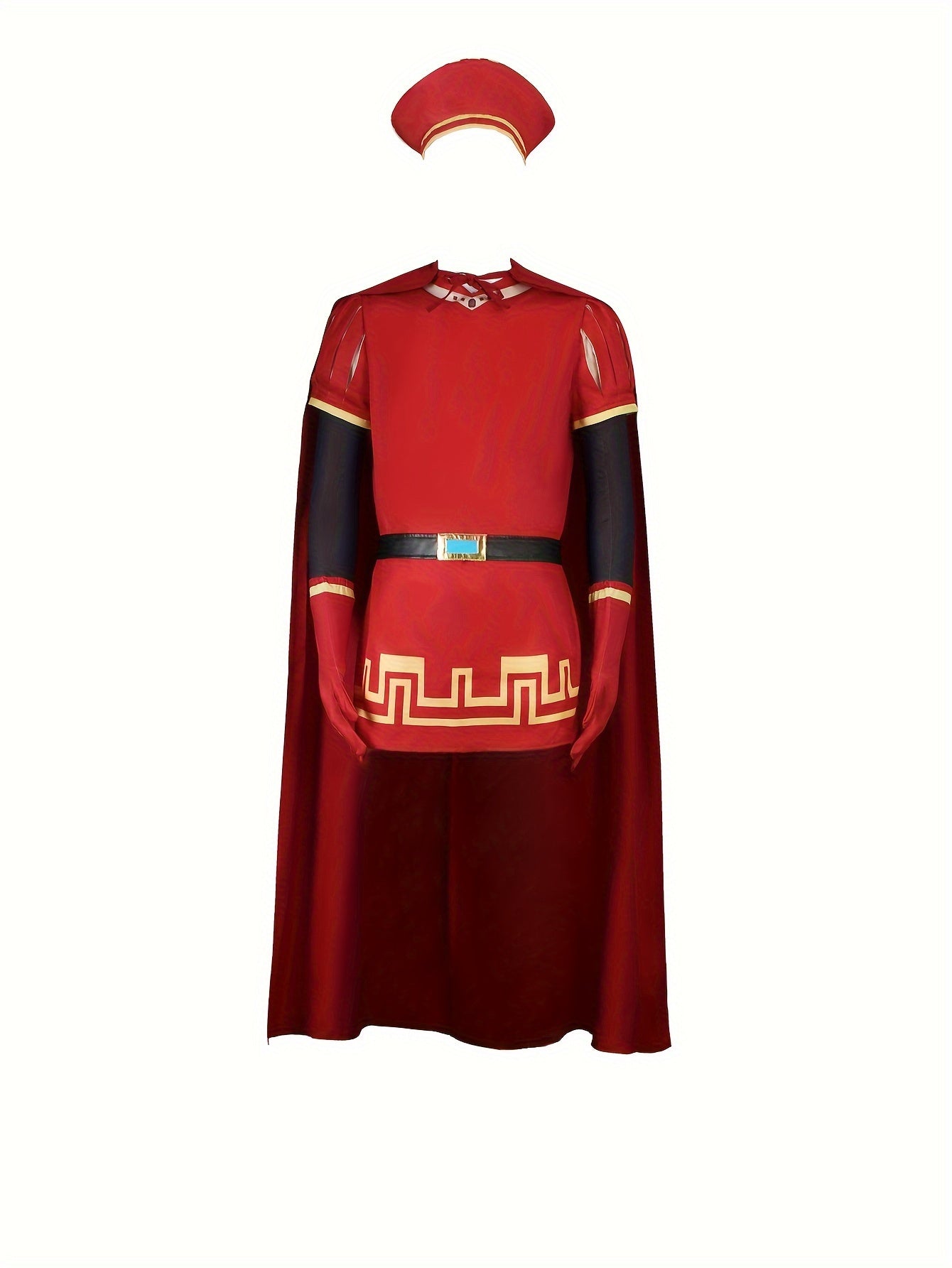 Joshua - 6pcs Anime Costume Set with Costume Red Cloak & Hat & Short Sleeve Shirt for Men