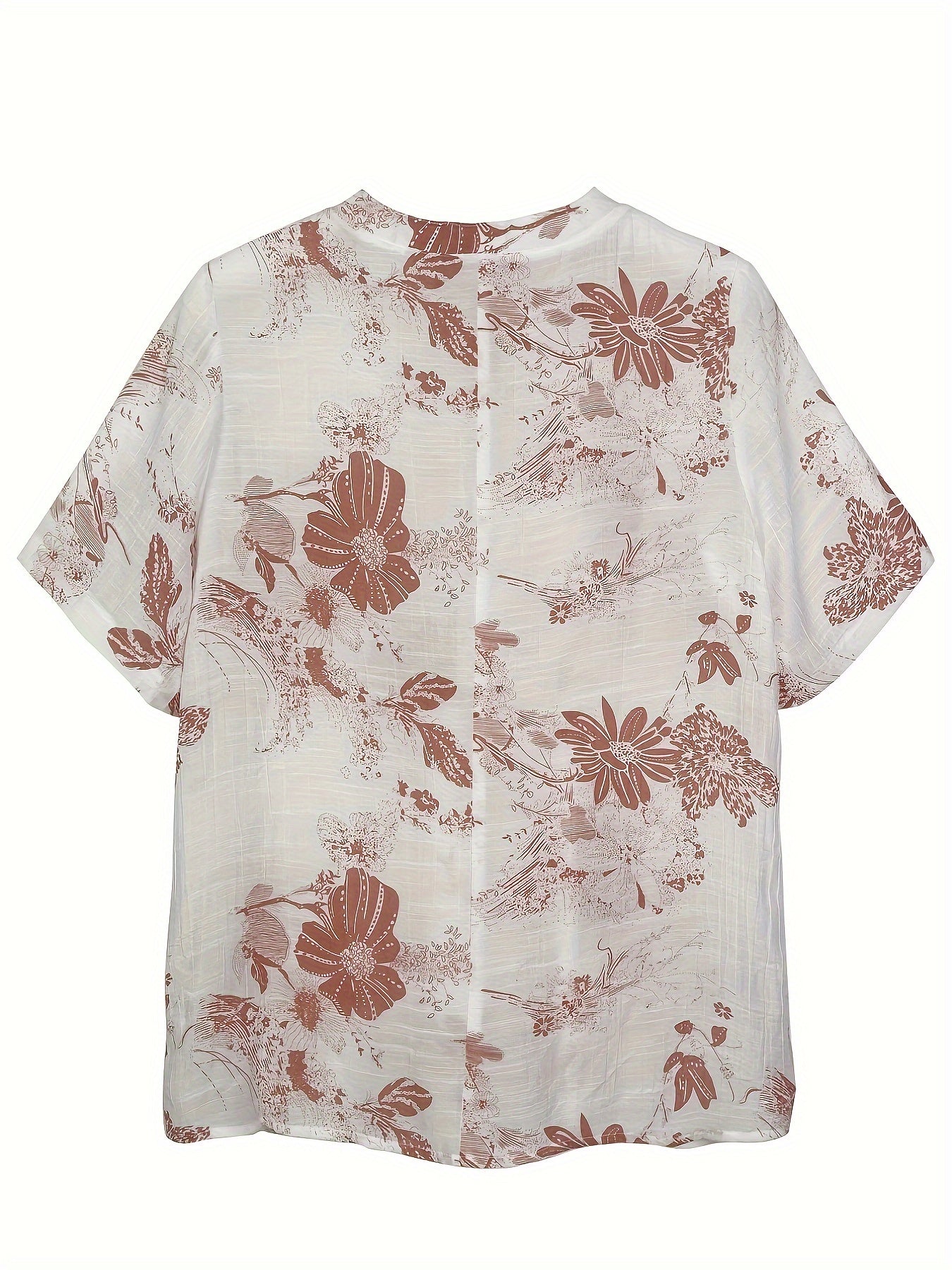 Delilah - Casual Blouse with Floral Print and Button Front Short for Women