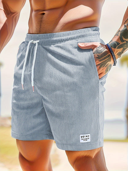 Isaac - Casual Shorts with Label Patchwork and Drawstring Waist for Men