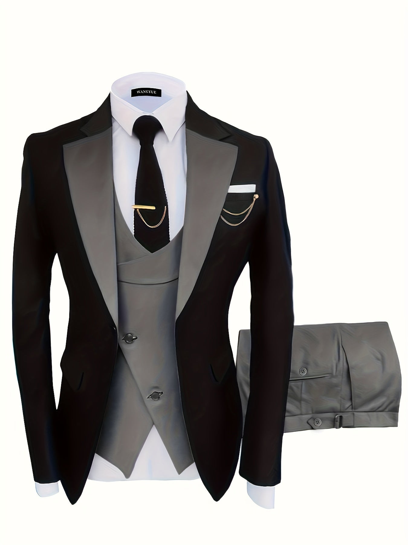 Allan – Men's One Button Suit Jacket, Vest & Pants Set