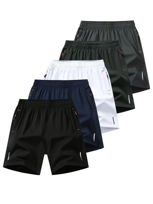 Koko - 5pcs Active Drawstring Shorts with Secure Zip Pockets for Men