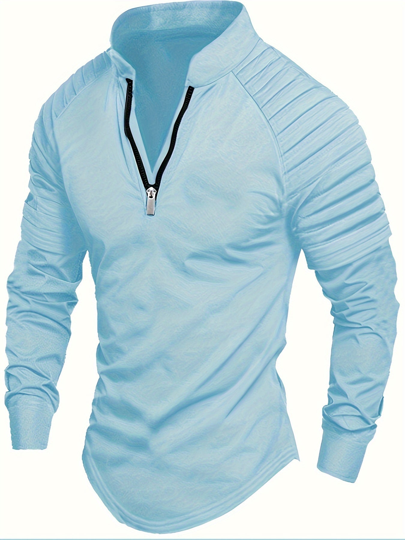 Roy – Men's Long Sleeve Golf Shirt with Stand Collar and Half Zip