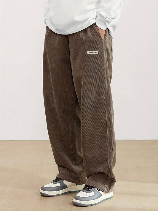 Joseph -  Stylish Vintage Style Loose Corduroy Cargo Pants with Slant Pockets and Straight Leg for Men