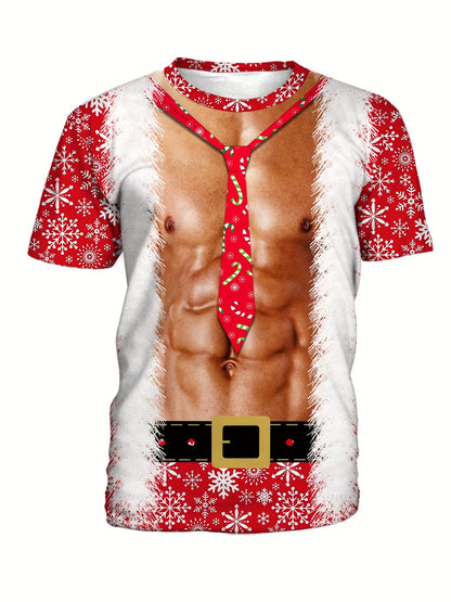 Mason - Casual T-Shirt with 3D Christmas Santa Claus Muscle Print for Men