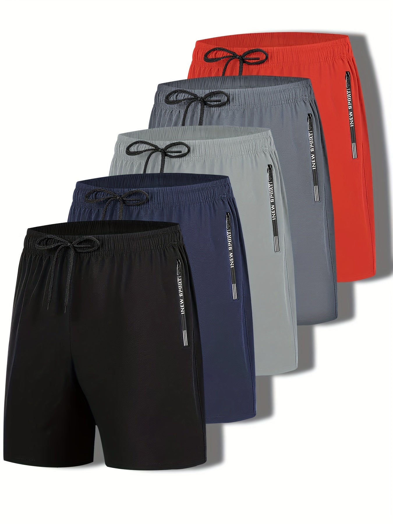 Marvin - 5pcs Set Sports Shorts with Quick Dry and Zippered Pockets for Men