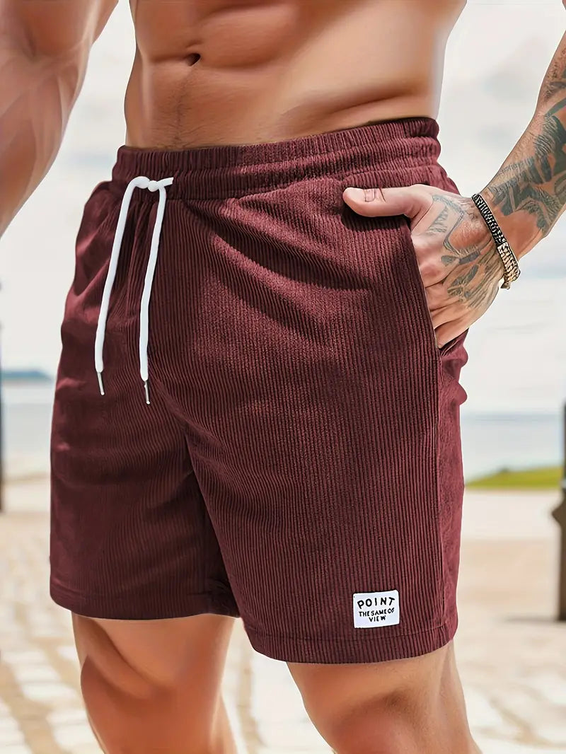 Isaac - Casual Shorts with Label Patchwork and Drawstring Waist for Men