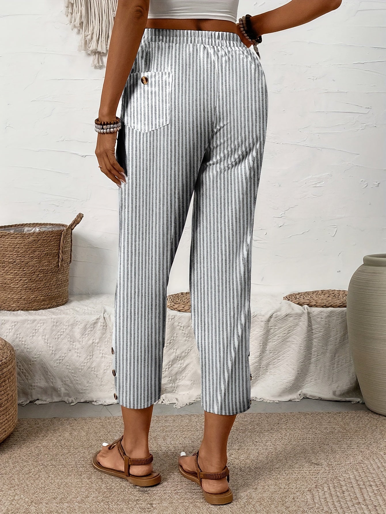 Giselle - Elegant Striped Straight-Leg Pants for Women