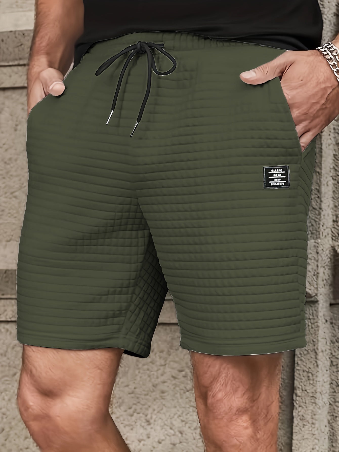 Liam - Waffle Knit Shorts with Drawstring and Pockets for Men