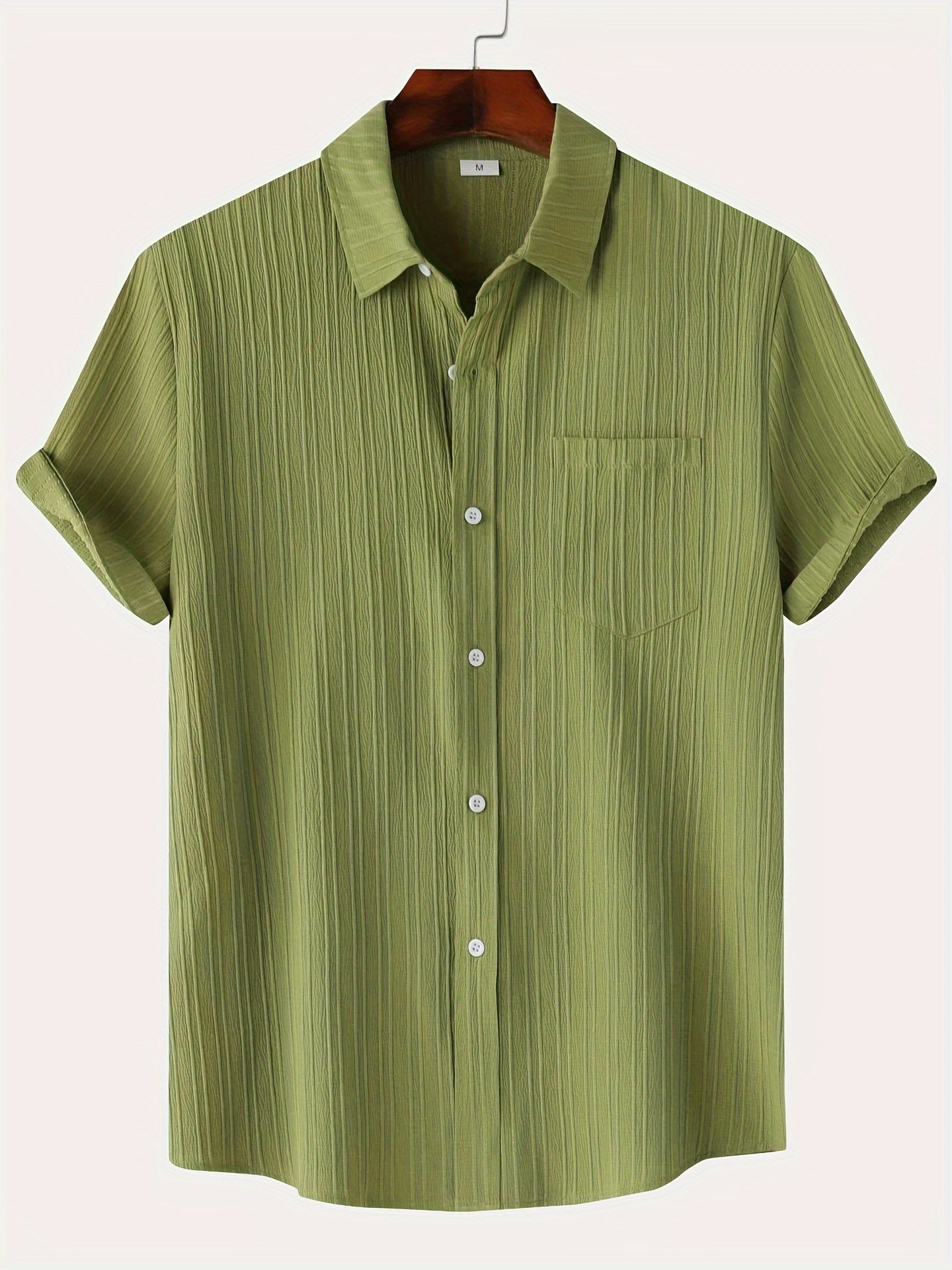 Ramsie - Casual Textured Shirt with Button Up and Chest Pocket for Men