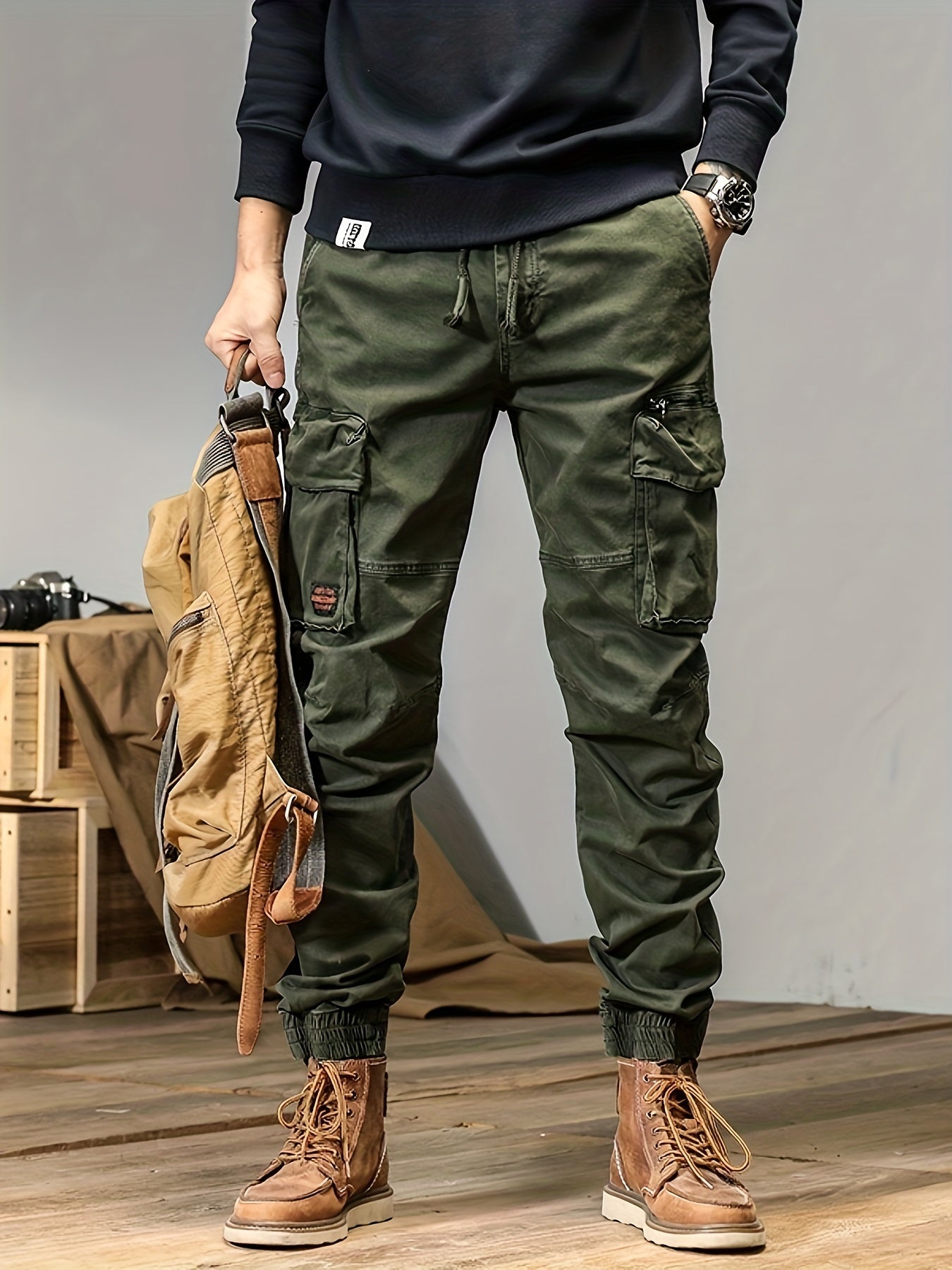 Theodore - Trendy Solid Cargo Cotton Pant with Multi Flap Pockets for Men