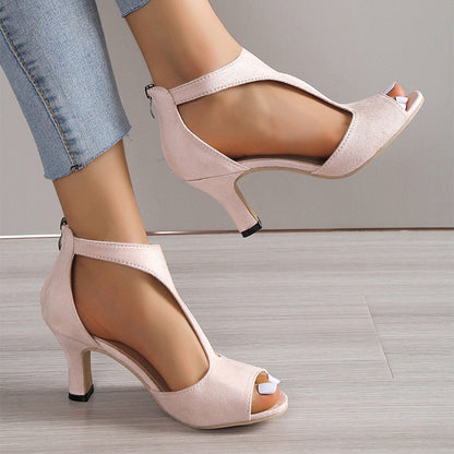 Jade – High Heel Peep Toe Sandals with Back Zipper