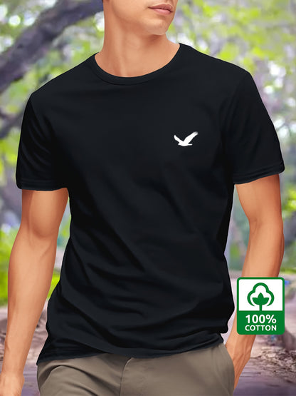 William - Casual Cotton T-Shirt with Printed Bird Design for Men