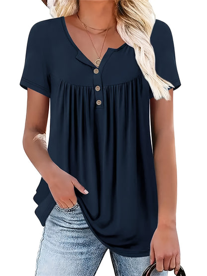 Marie - V Neck Blouse with Button Front for Women