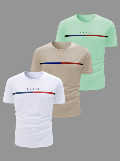 Lucas - 3pcs Casual Short Sleeve Crew Neck T-shirts for Men