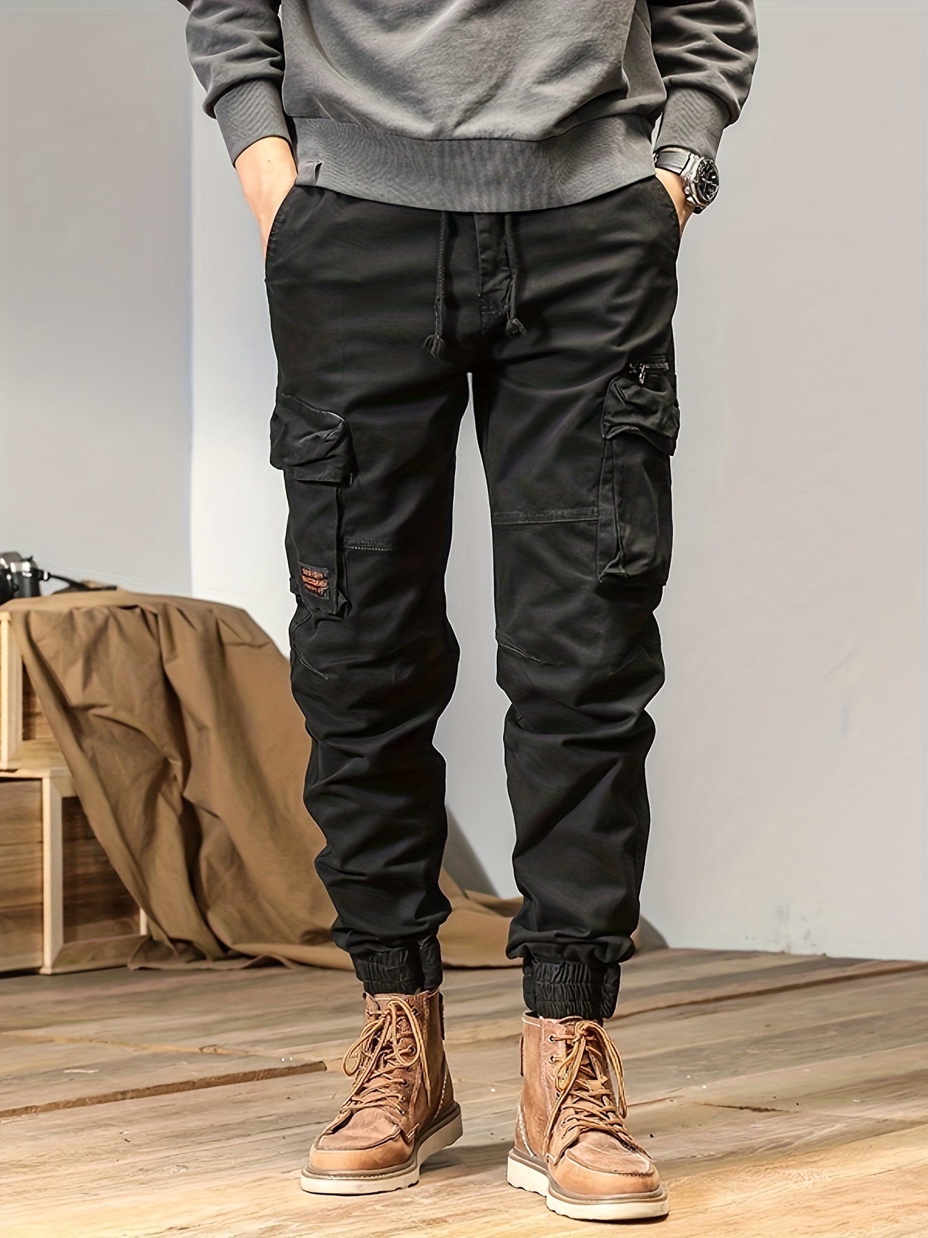 Theodore - Trendy Solid Cargo Cotton Pant with Multi Flap Pockets for Men