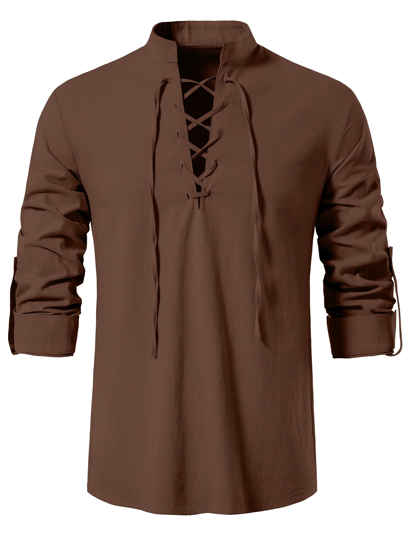 Samuel - Long Sleeve Retro Shirt with Medieval Renaissance Pirate Style and Lace Up for Men