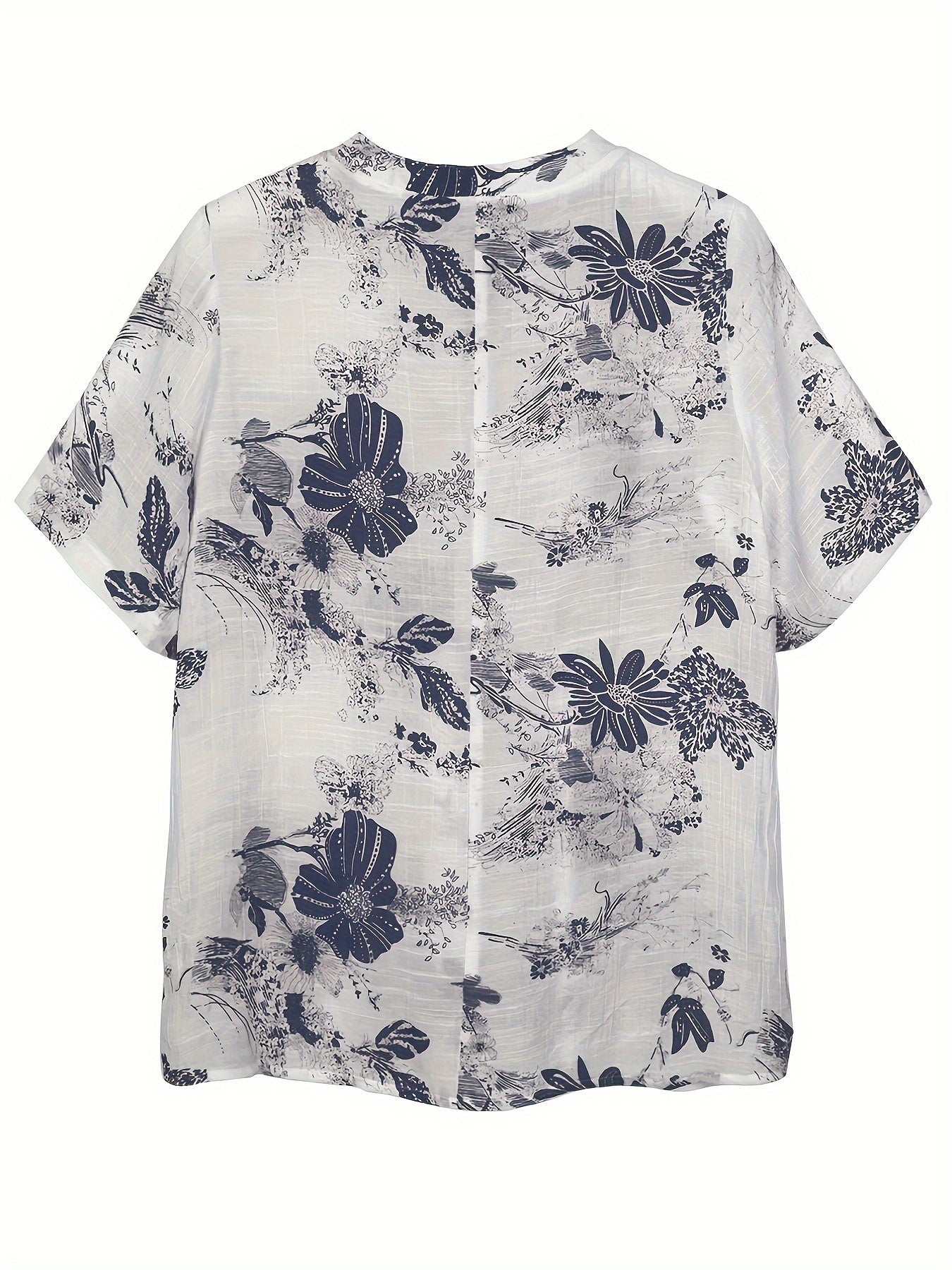 Delilah - Casual Blouse with Floral Print and Button Front Short for Women