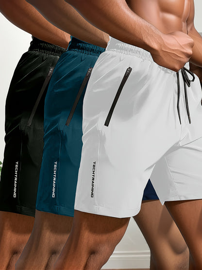 Andrew - 3 Pieces Active Shorts with Drawstring and Zipper Pockets for Men