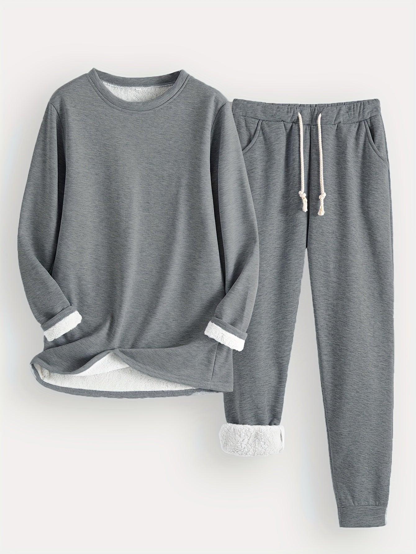 Arden-Crew Neck Long Sleeve Sweatshirt & Drawstring Pants Outfit for Women