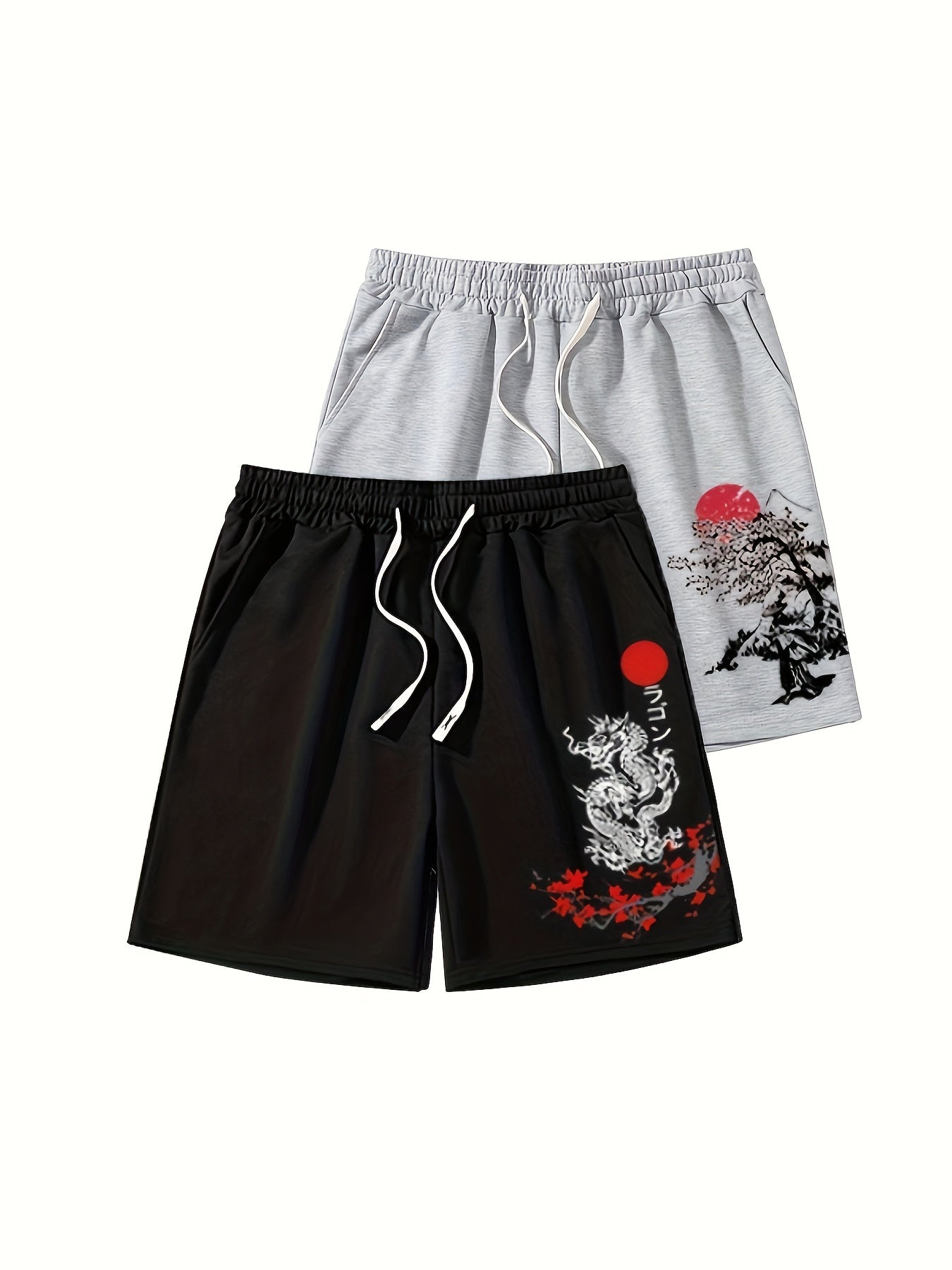 Walter - 3pcs Set Casual Short with Sun Pattern Print and Drawstring