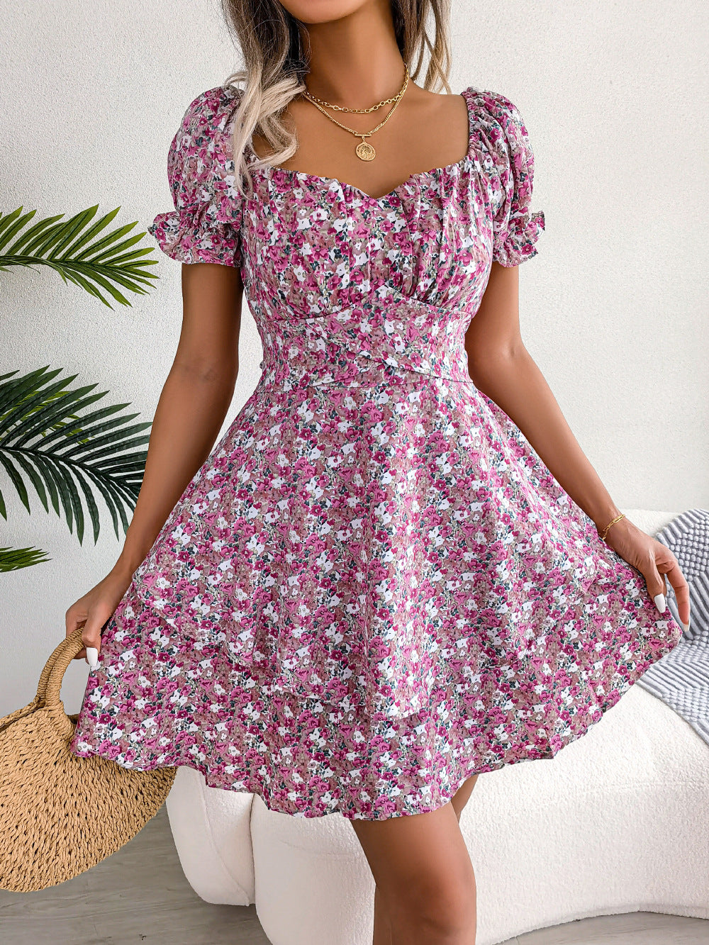 Jade – Floral Print Summer Dress with Ruffles