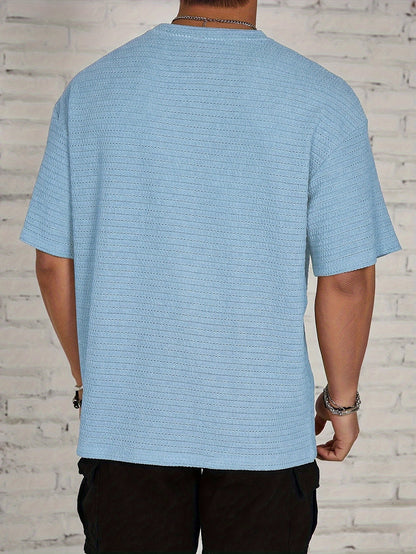 William - Textured T-shirt with Loose Fit and Crew Neck for Men