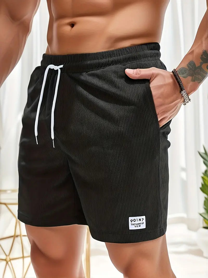 Isaac - Casual Shorts with Label Patchwork and Drawstring Waist for Men