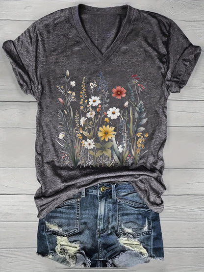 Hannah – Floral V Neck T-shirt for Spring & Summer